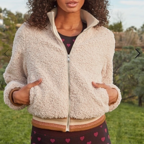 Spiritual Gangster Sherpa Stripe Bomber Jacket, Size S NWT